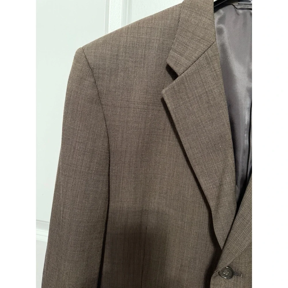 Jeffrey Banks Couture Men's Brown 100% Pure Wool Blazer Sport Coat‎ 46L